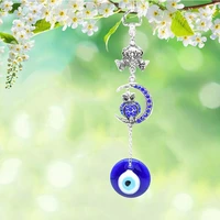 Turkish Blue Evil Eye Amulets Moon Owl Wall Protection Hanging Lucky Pendant Wind Chimes Garden Home Decorations Ornament Gift 2