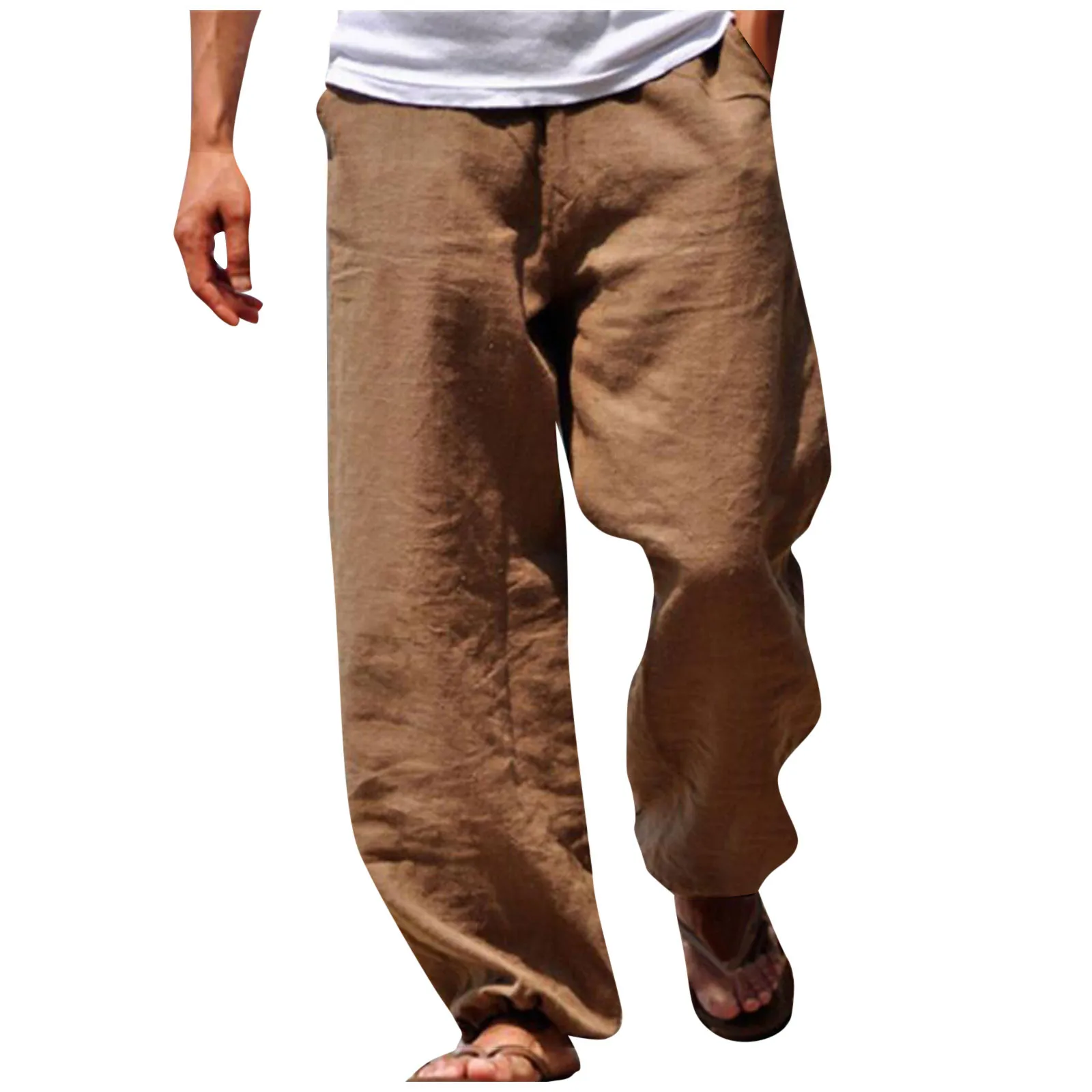 

Summer Men's Cotton Linen Sweatpants Casual Man Gyms Running Sportswear Plus Size Fitness Streetwear Breathable Pants