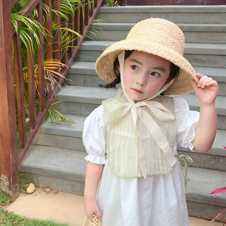 Summer Raffia Straw Hat for Girl Hand-made Sun Hat Retro Travel Sunscreen Beach Vacation with Lacing for Women Holidays Caps
