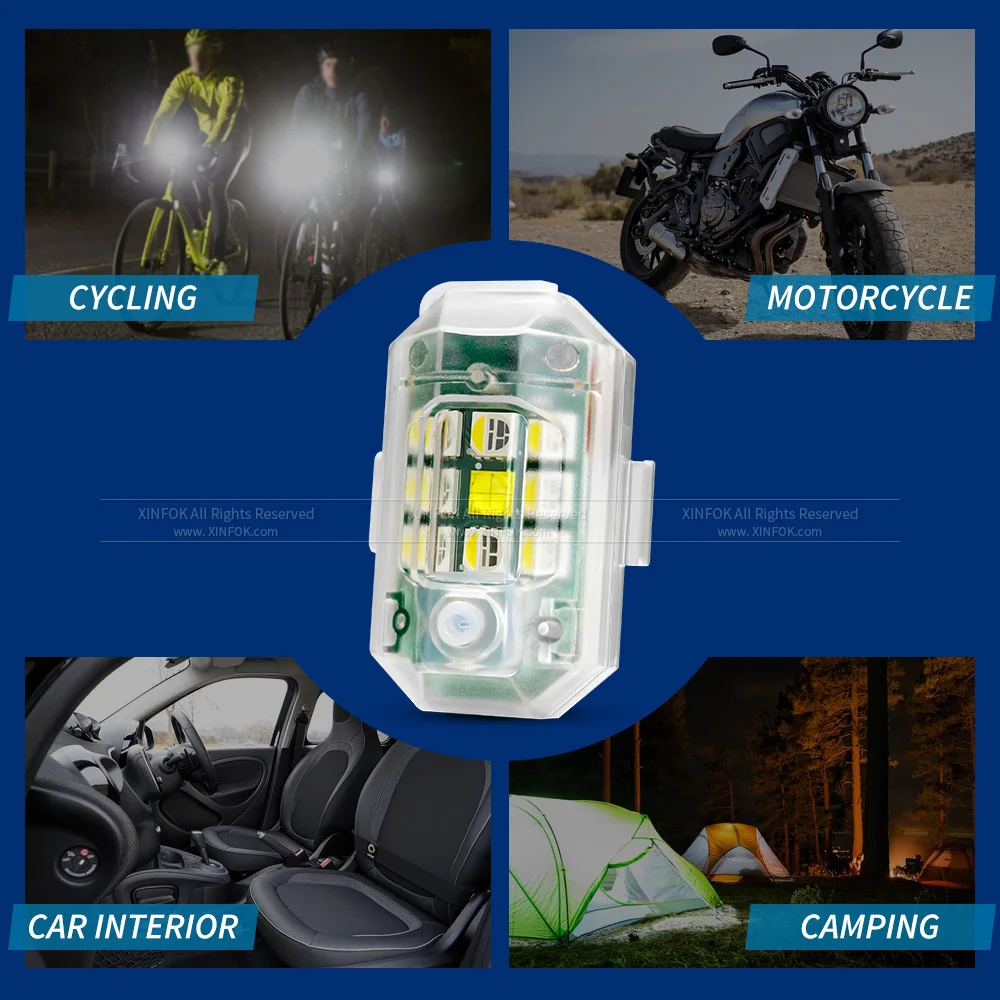 Lumière stroboscopique pour moto, voiture, Scooter, lampe d'avertissement  Anti-collision, télécommande sans fil, indicateur de Flash LED, étanche -  AliExpress