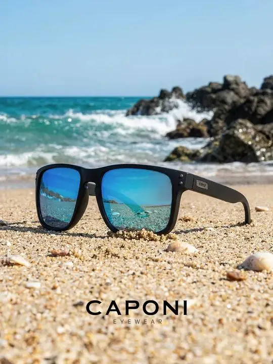 CAPONI Blau Spiegel Sonnenbrille Männer TR-90 Rahmen Polarisierte UV Ray Schnitt Lense Brillen Vintage-Mode Quadrat männer Sonnenbrille CP9417 – Detail 2