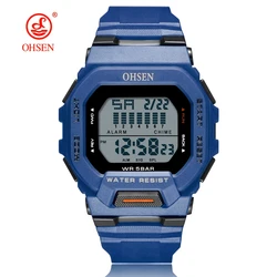 Men's Tactical Digital Sport Watch - 50M Waterproof, Green, Outdoor Electronic Wristwatch Gift (Blue Men Watch)