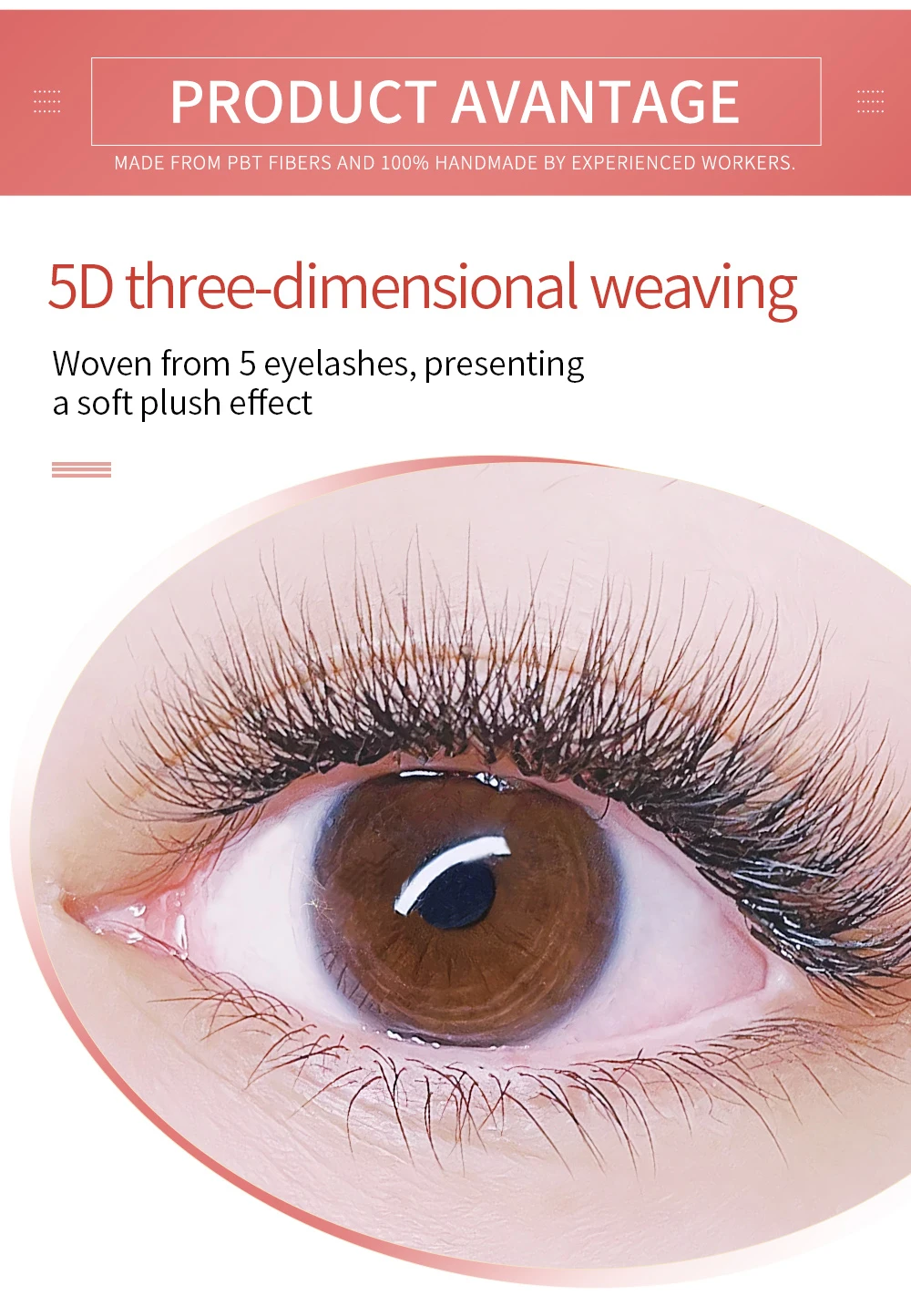 5D W-Form Wimpernverlängerung C D Curl 8–12 mm natürliche künstliche Nerzwimpern vorgefertigte Volumenfächer falsche Wimpern – Detail 3