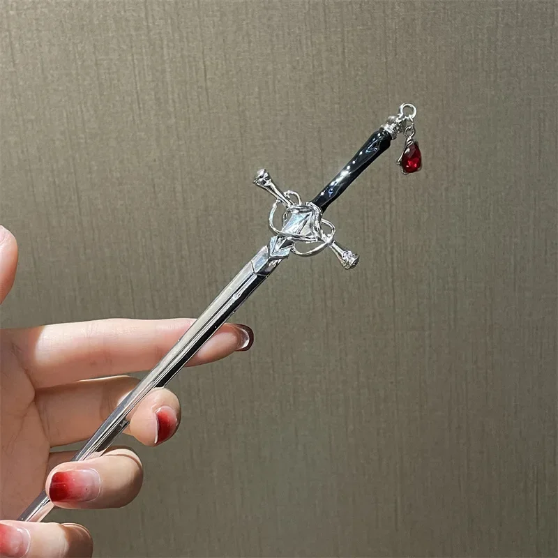 Hair Headdress Hair Accessory Ruby Pendant Sword Hairpin