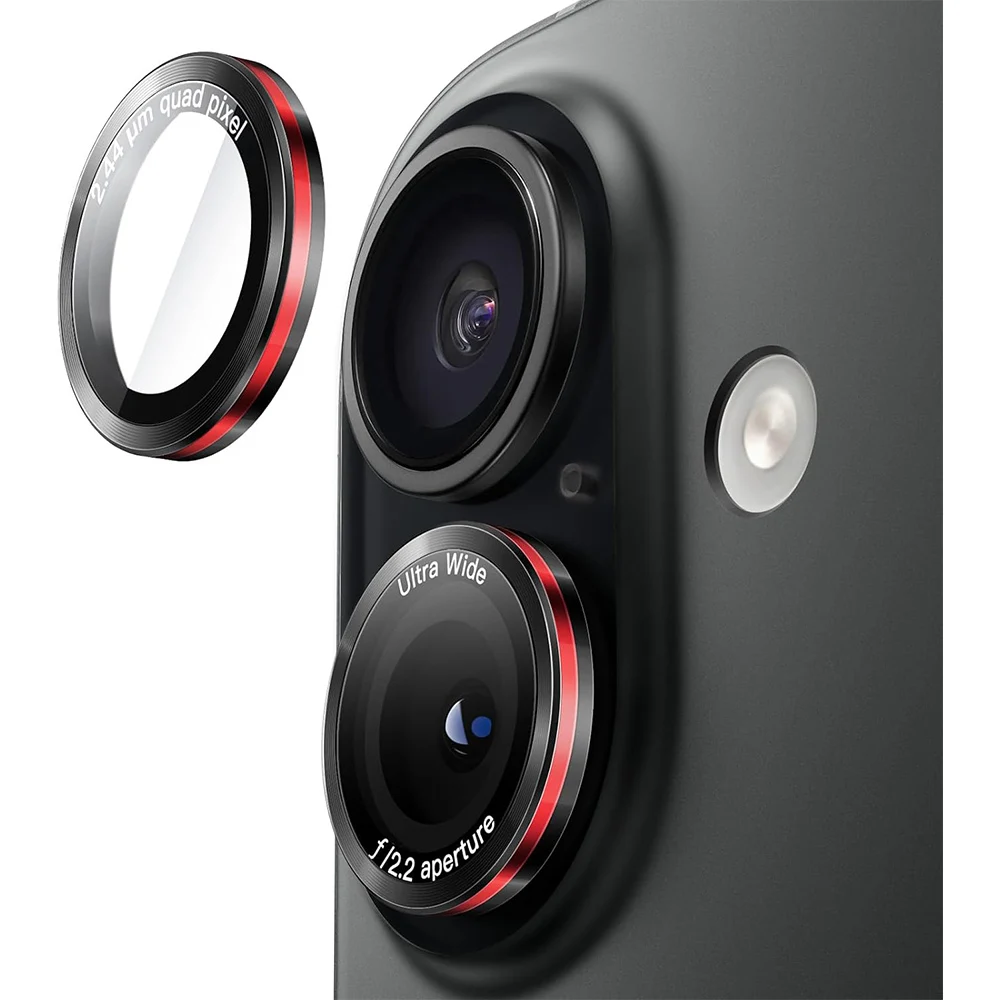 Premium Camera Lens Protector Cover - Enhanced Phone Protection in Black and Red Accessories
