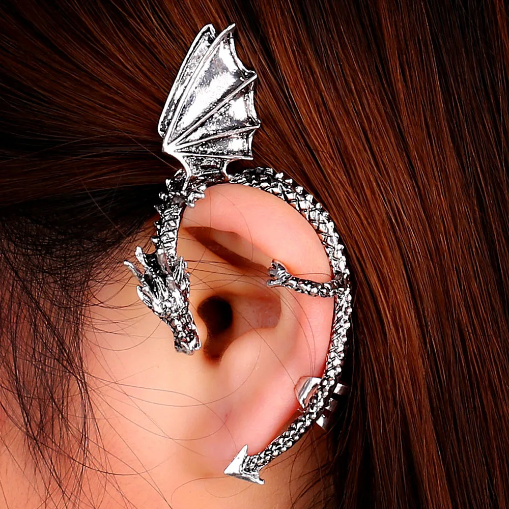 

Fashion Ear Cuff Earring for Women Simple Hollow Dragon Ears Outline Elf Ear Clip Creative Single No Piercing Earrings Party