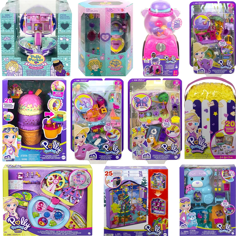 Original Polly Pocket Keepsake Collection Toys Set Party Girl Surprise Dolls Giocattolo Per Bambini Kawaii Anime Action Figure House Set