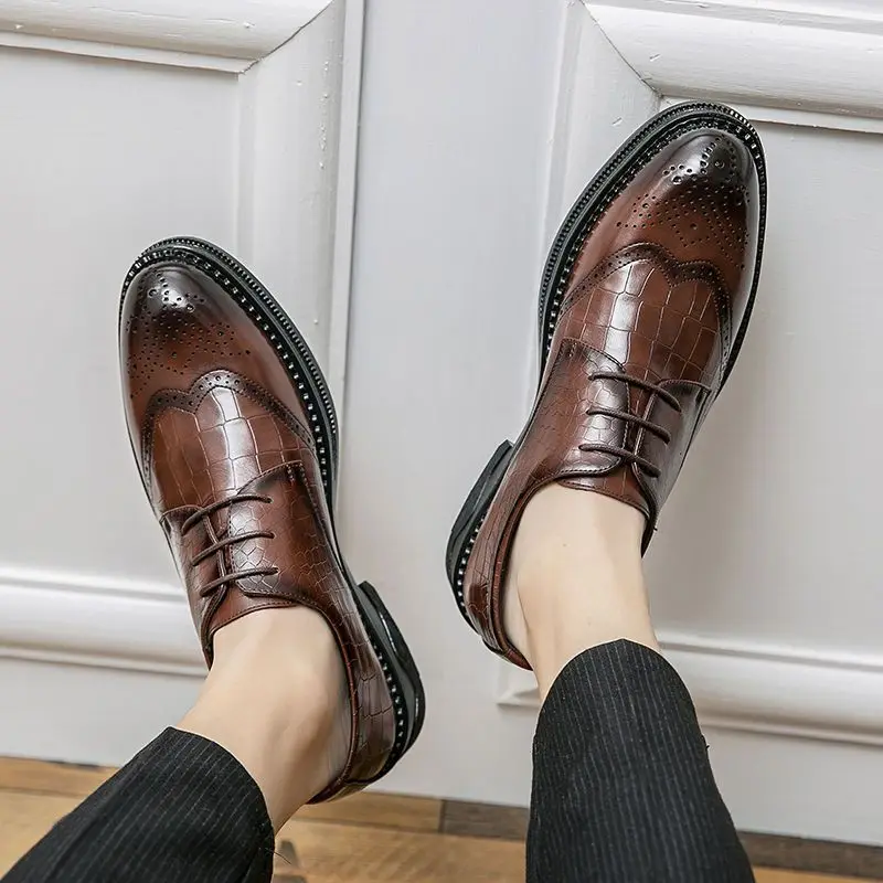 

Туфли-оксфорды A126 мужские ручной работы, Классические классические туфли, броги, деловые, черные/коричневые, A126