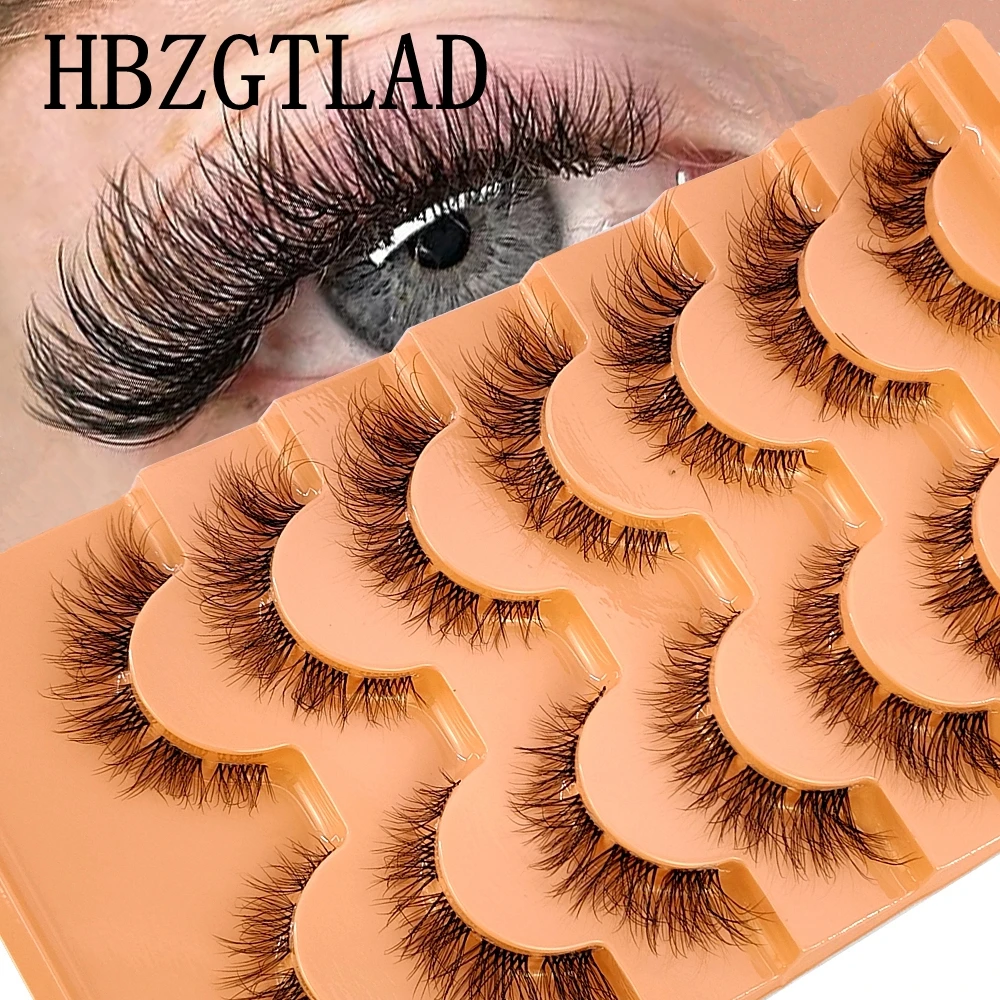 

7 Pairs Clear Band Cat eye Eyelashes 3D Natural False Lashes Fluffy Soft Cross Manga Lashes Wispy Eyelash Extension Makeup Cilia