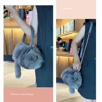 Sac à bandoulière Design féminin, petit sac messager pour homme, polyvalent, fait à la main, en peluche, chat mignon, automne et hiver 4