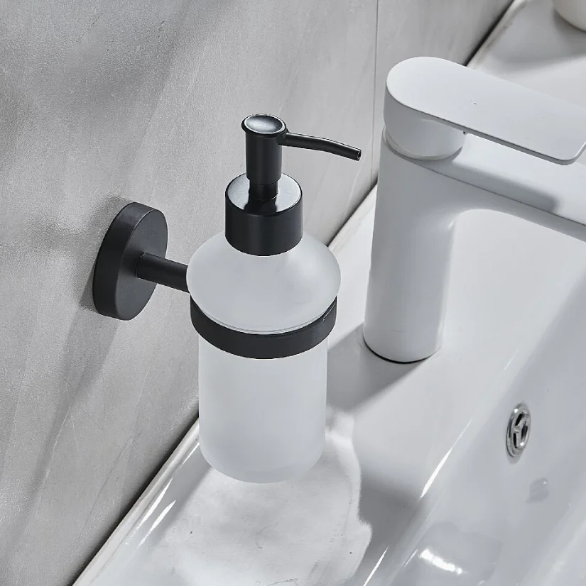 Hand press soap bottle Hotel wall mounted hand sanitizer Black soap box glass dispenser 250ml