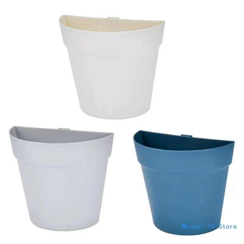 

Wall Mounted Flower Pot Semicircle Shaped Plastic Plant Planter Container for Indoor and Outdoor Balcony Garden Decoration
