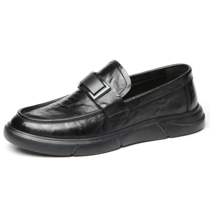 New Shoes for Men Genuine Leather Casual Shoes Spring Flat Shoes Street Fashion Comfortable Slip-on Loafers 6