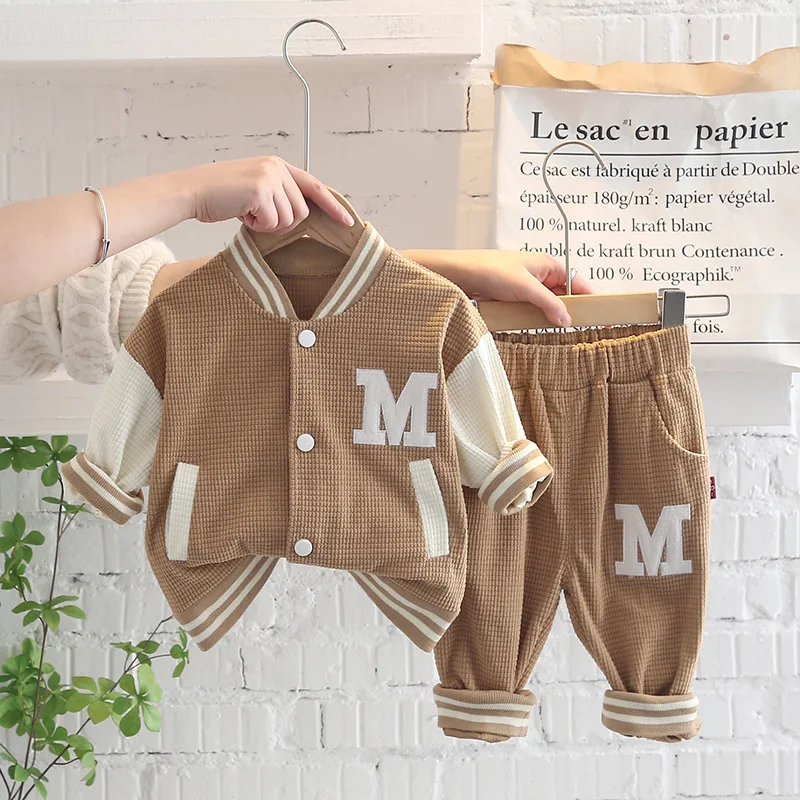 

Baby Girls Boys Clothing Sets 2022 Spring Autumn Children Outfits Infant Baseball Jacket Toddler Kids Sportswear 2 Piece Suit