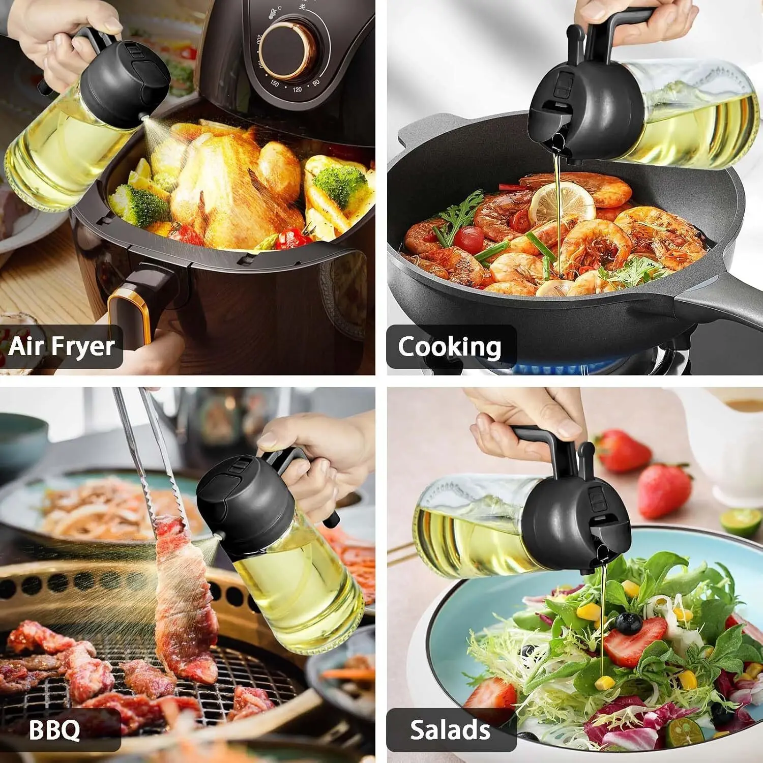 Spruzzatore di olio da 16 once per cucinare Dispenser di olio d'oliva spray e versatore 2 in 1 Bottiglia di olio spray in plastica da 500 ml - Gadget da cucina per barbecue 15 Spruzzatore di olio da 16 once per cucinare Dispenser di olio d'oliva spray e versatore 2 in 1 Bottiglia di olio spray in plastica da 500 ml - Gadget da cucina per barbecue 15