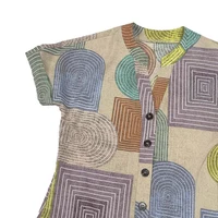 2025 vêtements pour femmes européennes et américaines commerce extérieur Amazon été impression géométrique élégante col en v robe boutonnée 5