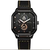 YIKAZE Men's Quartz Watches Alloy Dial Business Men Watch PU Leather Strap Square Sports Watch Cool Black Wristwatch for man 5