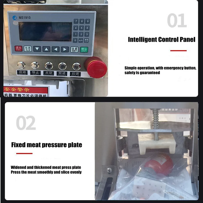 110V 220V CNC Commercial 1 Roll Stainless Steel Automatic Beef Mutton Bacon Slicer Frozen Lamb Meat Roll Cutting Slicer 5