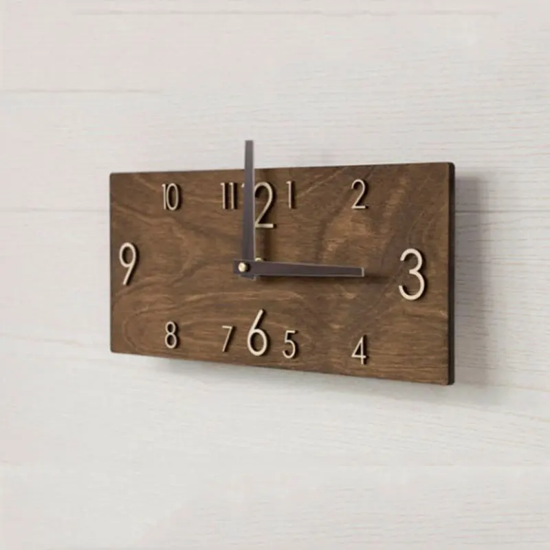 Retro Rectangular Wooden Wall Clock