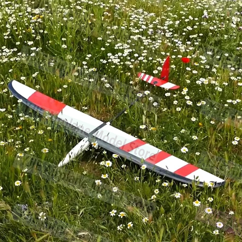 Détail de l'aile du planeur électrique pour débutant et expert, avec servos et renforts visibles.