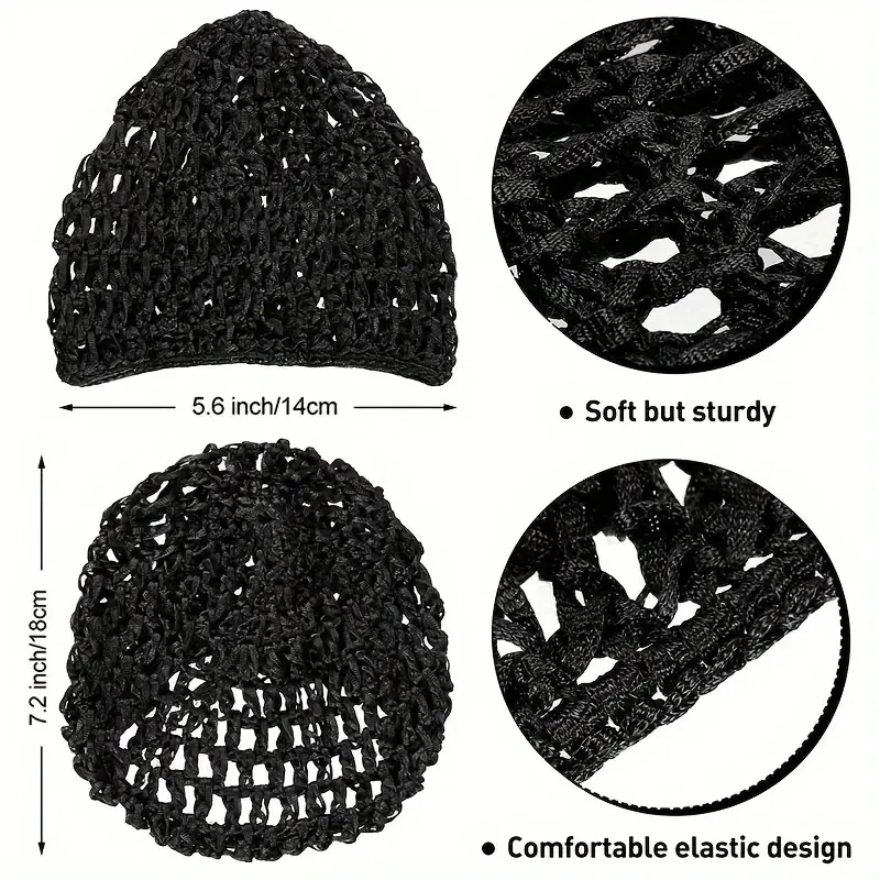 Sleeping Cap Black Mesh Crochet Hair Net