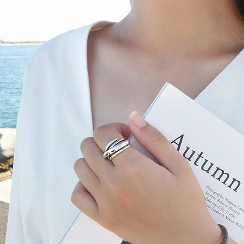 Silver Ring Womens Ring Finger Rings Jewelry Rings Ring Jewelry Vintage Layered Adjustable Women's Open Rings Large Chains Irregular Finger Rings For Women Men Party Jewelry Gift