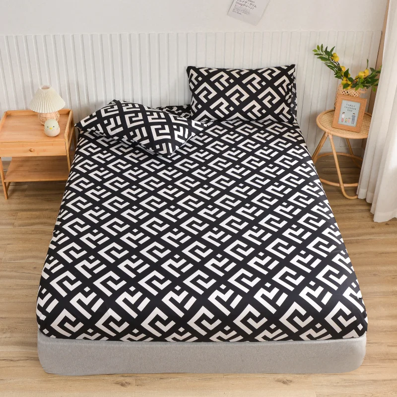 Lenzuolo stile semplice Copriletto traspirante Lenzuolo con fascia elastica Protezione per materasso Biancheria da letto per la casa (senza federa)