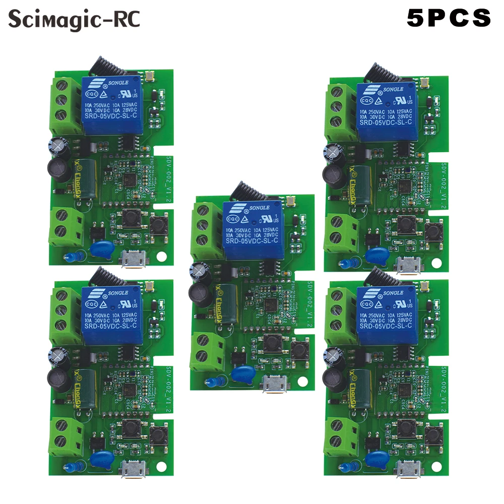 

1CH AC/DC7-32V AC85-250V USB5V Smart Speaker Wireless Module Switch RF433.92MHz Receiver Switch Alice Alexa Google