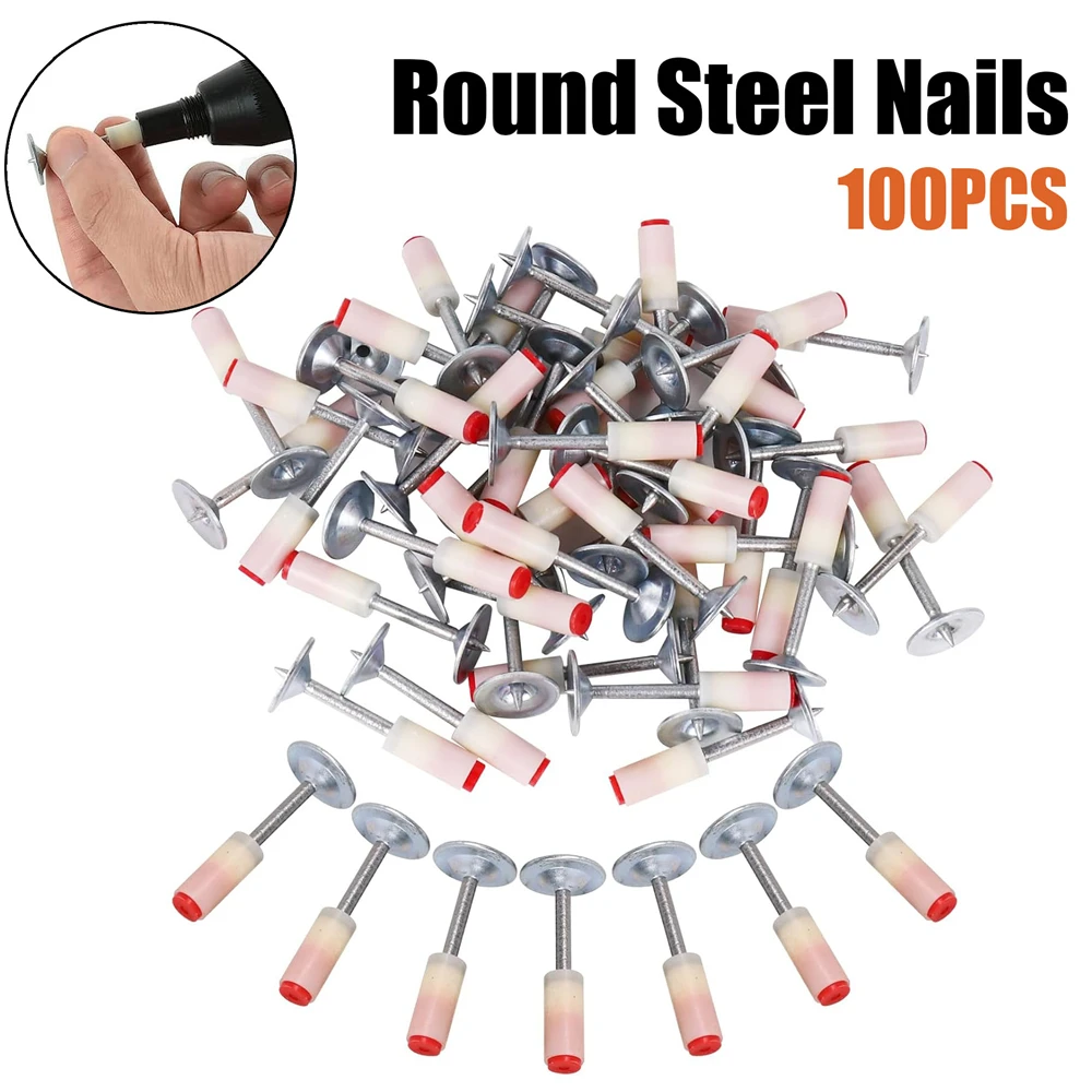 100PCS Steel Nails Round for Steel Nail Gun Pneumatic Nailing Gun Wall Fastening Tool Nailer Special Nails Powerful Penetration 80 200pcs round nails for manual rivet nail gun tools concrete steel wall anchor trough fastening tool 7 3mm diameter steel nail