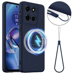 MagSafe Magnetic Liquid Silicone Soft Case with Wireless Charging Compatibility for Edge 40 Pro 5G (Blue)