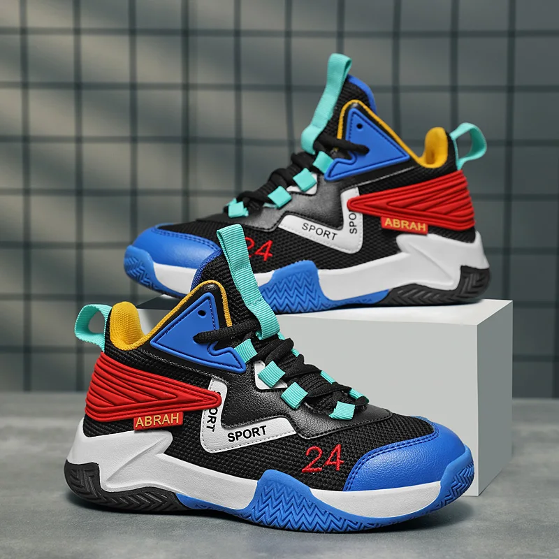 Cheap Childrens Basketball Shoes High-top Fashion Casual Sneakers Comfortable Non-slip Training Basketball Boots for Kids kids shoes