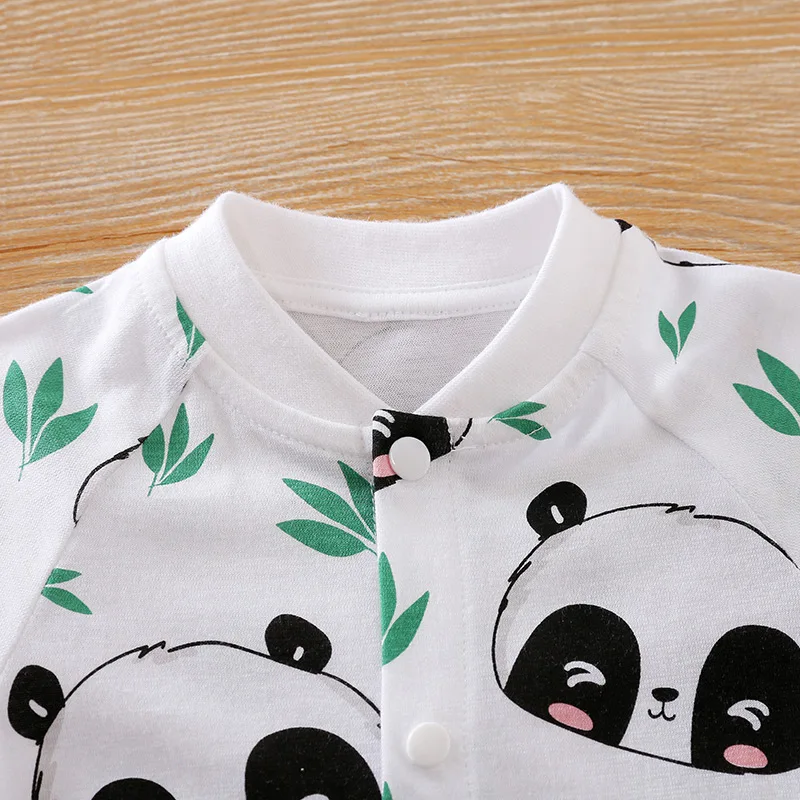 Newborn Clothes Cute Cartoon Panda Printed Cotton Comfortable And Soft Summer Boys And Girls 0-18 Short Sleeved Baby Jumpsuit baby rompers baby jumpsuit cotton jumpsuit baby clothing