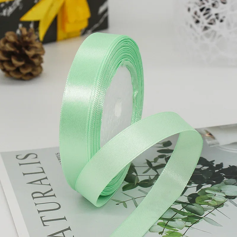 Solid Color Satin Ribbons - Handmade DIY Accessories for Weddings and Gift Wrapping (25 Yards)