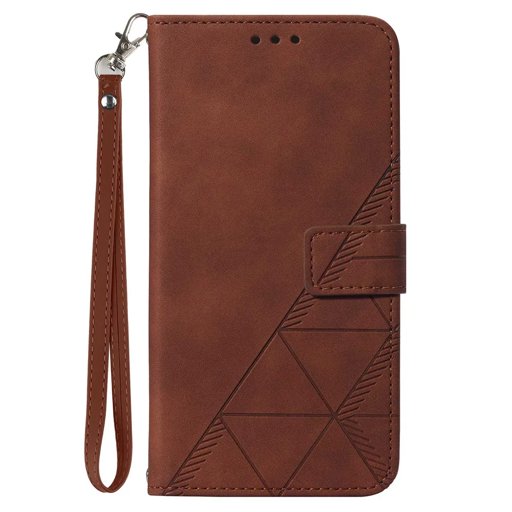 Geometric Leather Wallet Phone Case with Card Slots and Back Cover