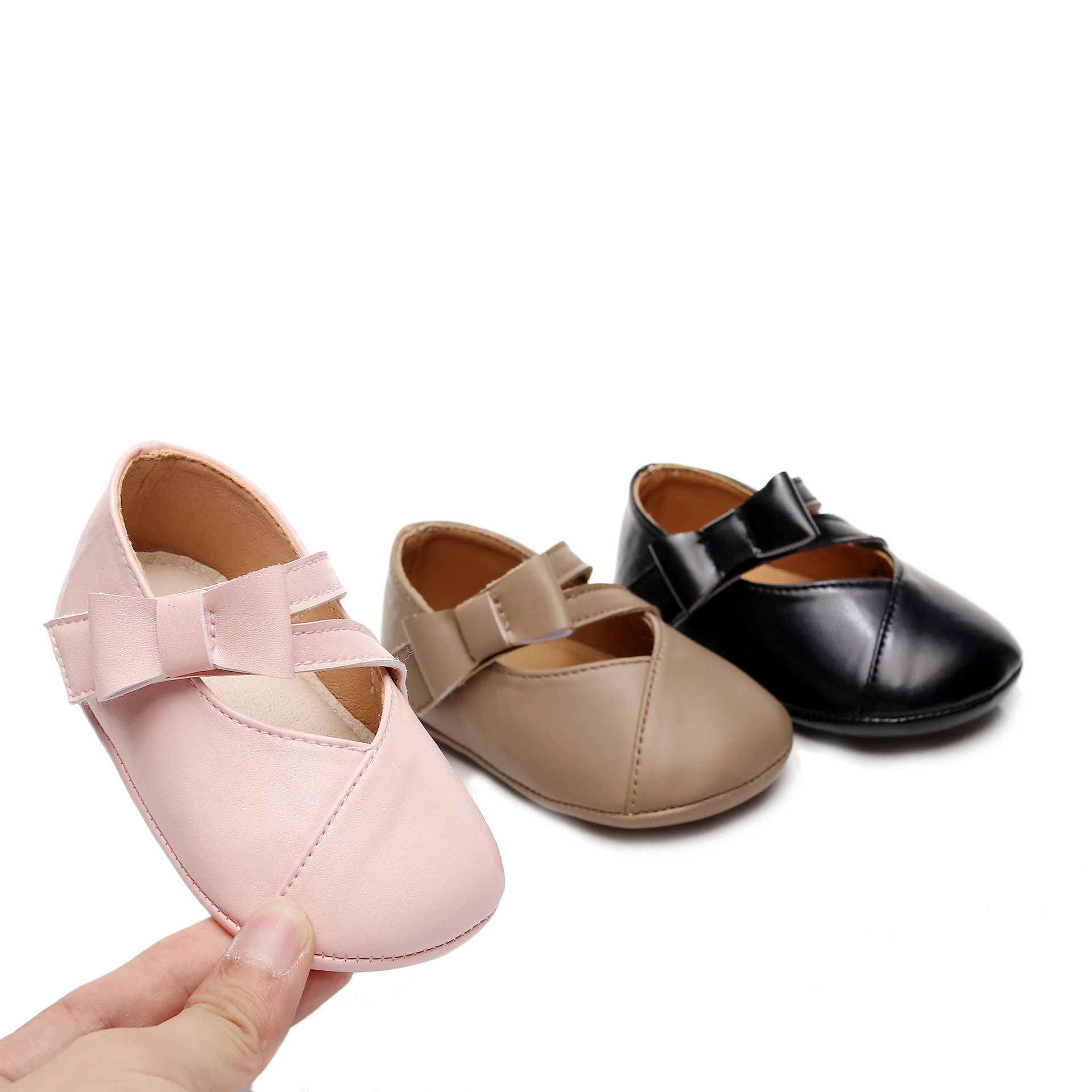 

Nordic Style Baby Shoes Newborn Infant Toddlers First Steps Walkers PU Leather Simple Shoes With Cute Bow Kids Party Footwearea
