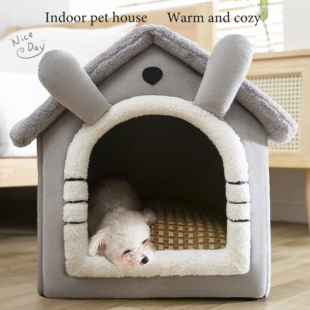 Foldable Pet Bed for Cats And Dogs Removable Washable Indoor Cat Nest Kennel House with Sleeping Area for Small Dogs And Cats