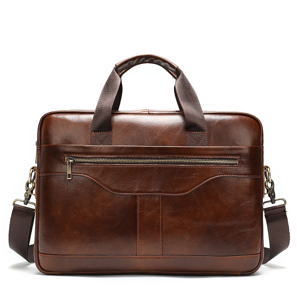 Maleta de Couro Portátil para Homens Grande Capacidade Bolsa Retro do Mensageiro Bolsa do Computador do Caderno Bolsa do Ombro do Negócio - Imagem 5