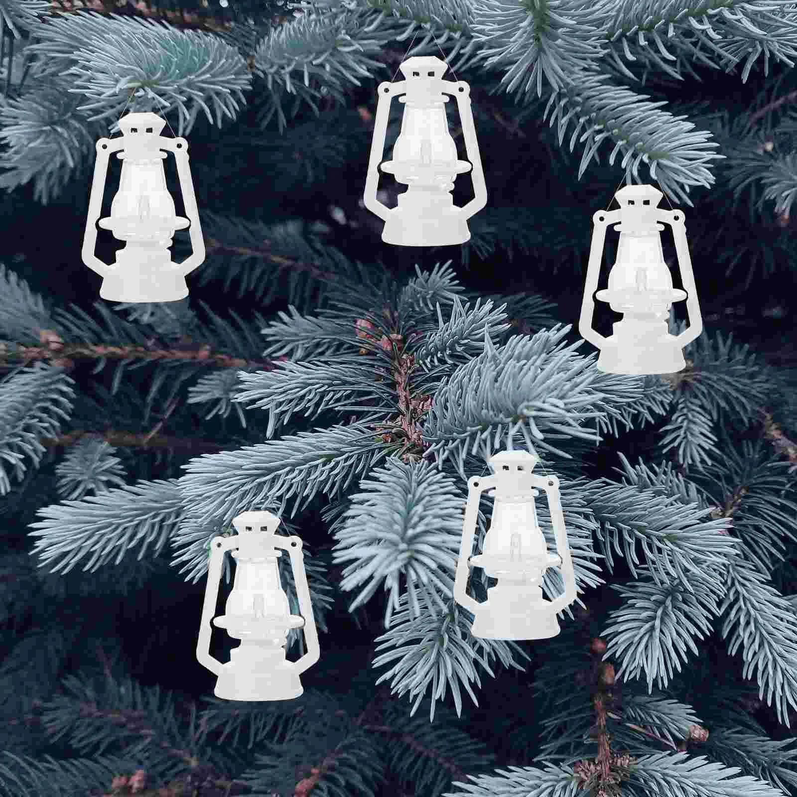 Mini Kerosene Lamp Xmas Decor Lantern Light Adorn Shaped Christmas Ornament Model Miniature Tree Hanging 10 Pcs