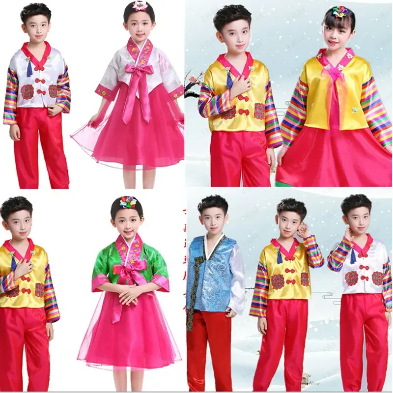 Traditional Korean Dance Stage Costumes Girls Hanbok Wedding Dress Kids Children Performance Asian Clothes Party Festival Outfit go medal children s beginner backgammon othello adult learning competition medal gold silver bronze crown asian season