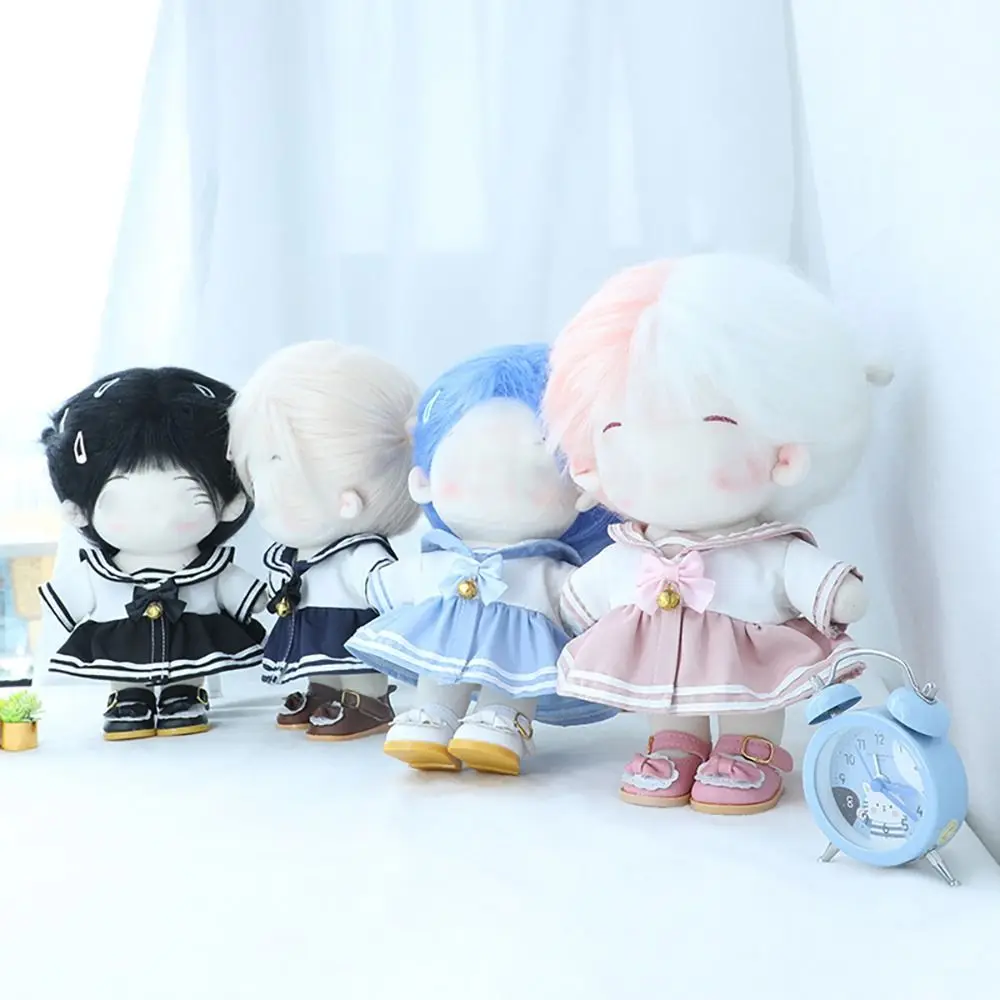 드레싱 소품 변경 게임 플레이 하우스 인형 옷 20cm, 선원 복장 드레스 코튼 봉제 매듭 보우 벨