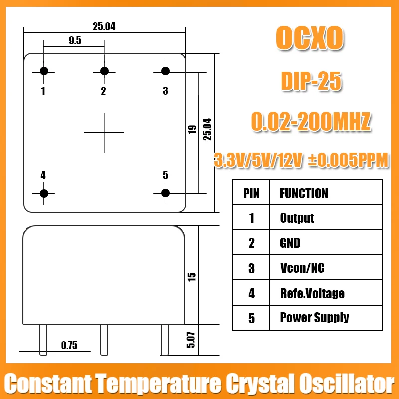 (1PCS) OCXO DIP-25 24M 24MHZ 24.000MHZ Constant Temperature Crystal Oscillator Sine Wave/Square wave 3.3V-5V-12V DIP-5