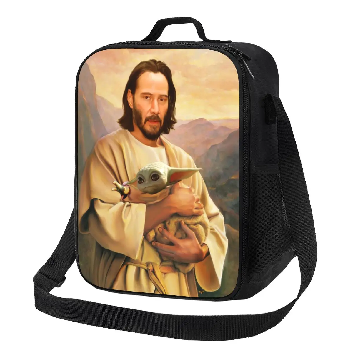 

Jesus Saint Keanu Reeves And Insulated Lunch Tote Bag for Women Portable Cooler Thermal Food Lunch Box Outdoor Camping Travel