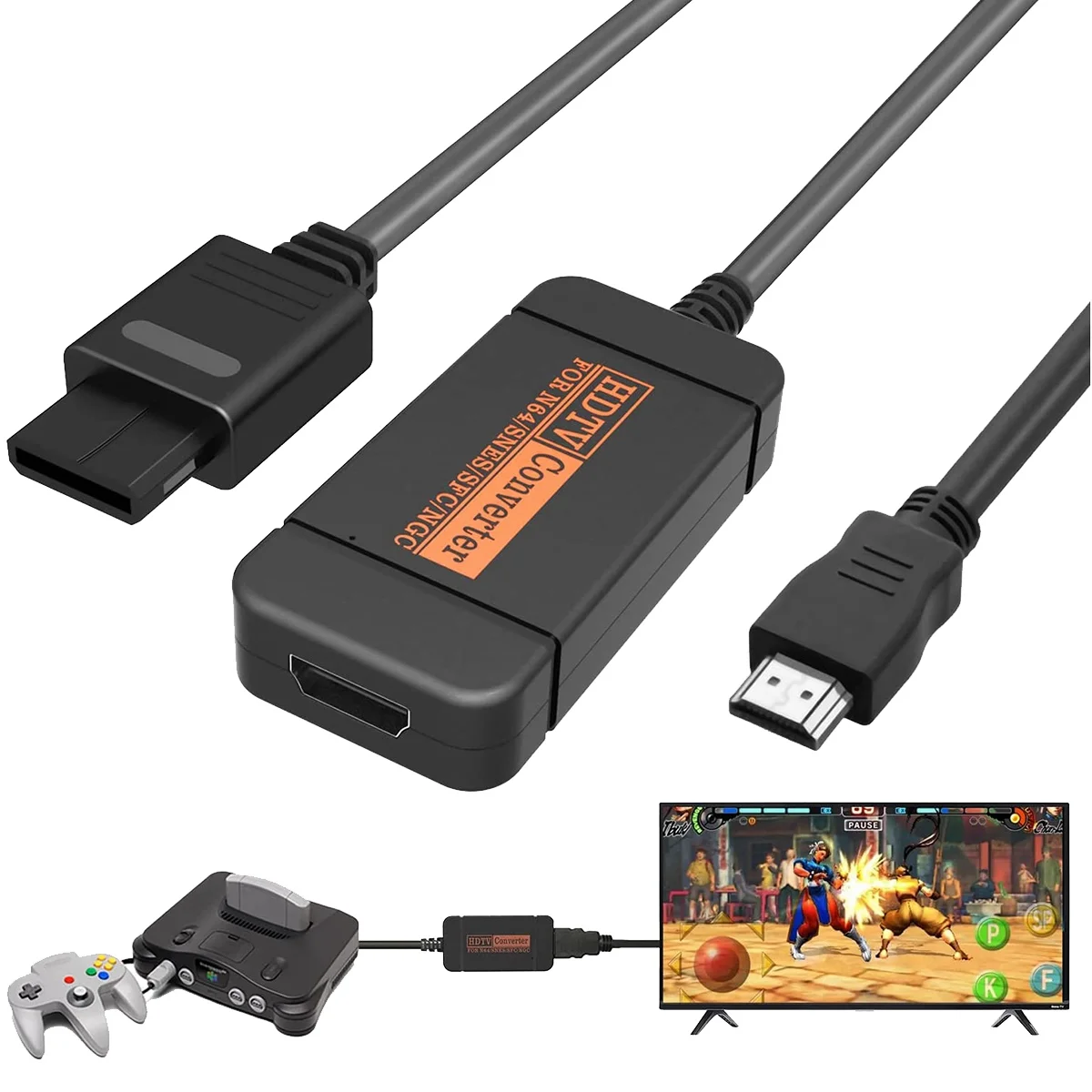 

1080P HDMI-Compatible Converter Adapter for N64 64/SNES/NGC/SFC Gamecube Retro Video Game Console Cable