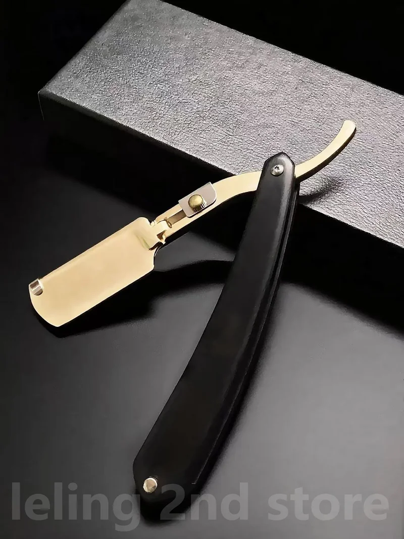 2 farben holzgriff klinge rasieren rasierer professionelle friseur rasierer augenbraue rasierer männer austauschbare klinge rasieren rasierer für männer – Detail 5