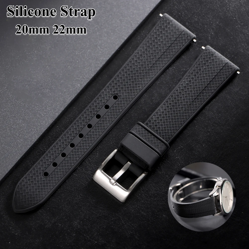 Rubber Silicone Quick Release Sports Fashion Watch Strap (20mm/22mm)
