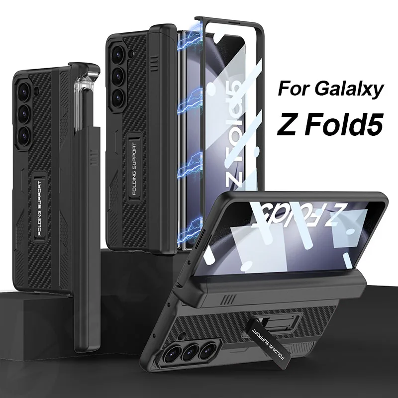 

GKK ударопрочный чехол-держатель для Samsung Galaxy Z Fold 5 с магнитным шарниром, передняя стеклянная пленка, чехол для Galaxy Z Fold5