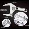 Sehfupoye Adjustable Wrench Large Opening Bathroom Spanner Wrenches Wide Jaw 16-68mm Aluminum Alloy Spanner Wrenches Shank Plumb 2