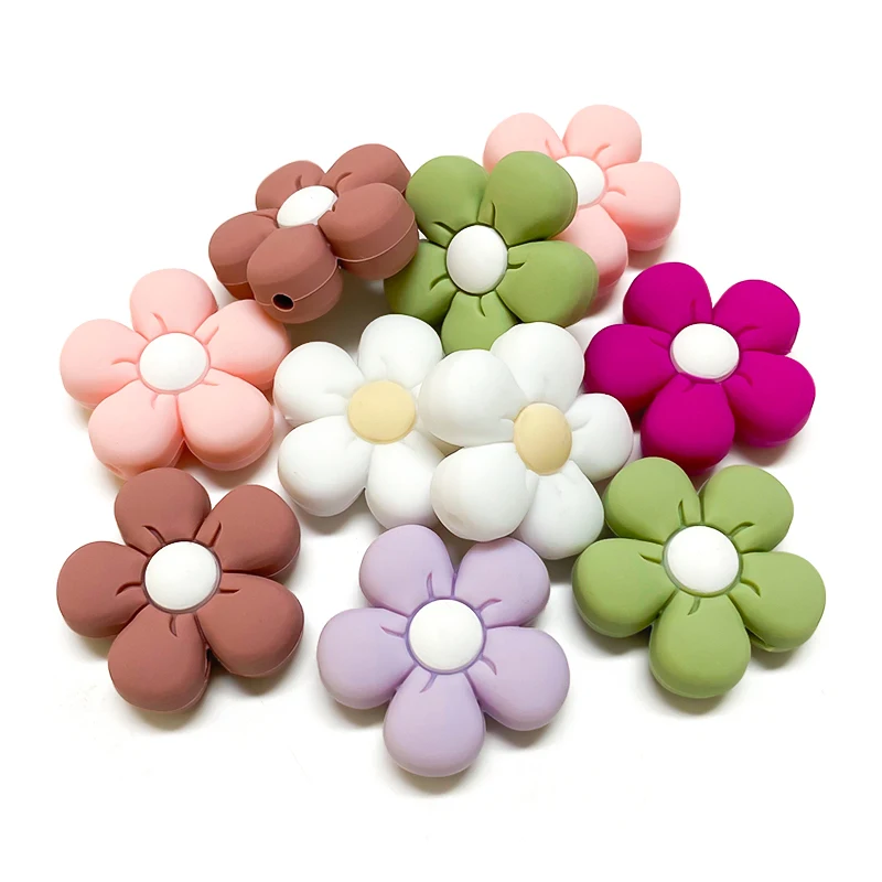 10pcs Silicone Flower Bead BPA Free Teething Infant Chewable Dummy Necklace Pacifier Toy Accessories 6