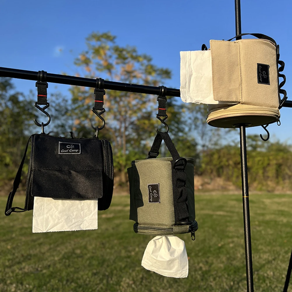 Portable Outdoor Camping Tissue Case with Hook Roll Paper Storage Bag Toilet Paper Storage Box for Picnic Hiking Camping