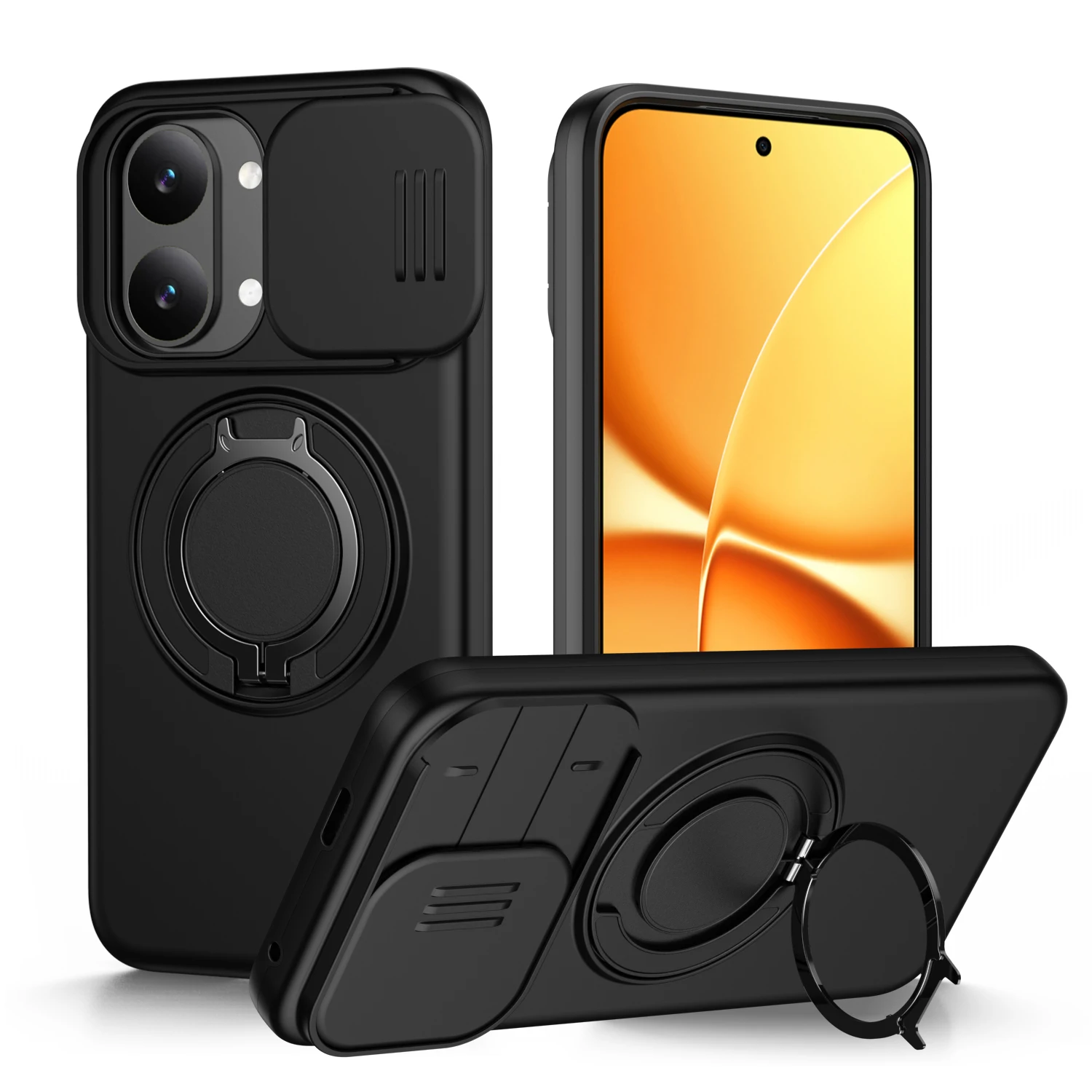 Slide Camera Protection Shockproof Magnetic Back Cover with Upright Kickstand